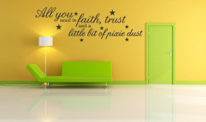 Tinkerbell Faith Trust Pixie Dust Wall Quote Decal Kids Room Sticker ...
