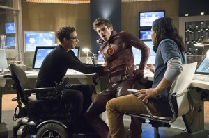 ... of Tom Cavanagh, Grant Gustin and Carlos Valdes in The Flash (2014