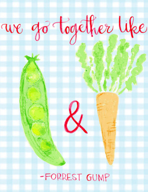 ... print watercolor hand lettering we go together like peas and carrots