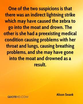 lightning strike which may have caused the zebra to go into the moat ...