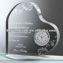 wedding crystal heart clock with engraved name and date