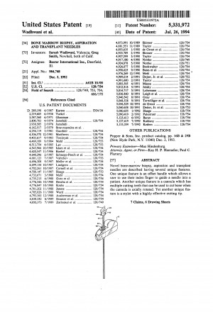 Bone Marrow Biopsy, Aspiration And Transplant Needles - Patent 5331972
