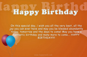 ... On This Special Day I Wish You All The Very Best - Birthday Quote