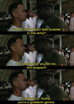 ... Hanks Is Forrest Gump And a Genius In The Army To His Drill Sergeant
