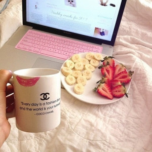 berries, chanel, classy, coco chanel, cup, fashion, fruits, kiss, mac ...