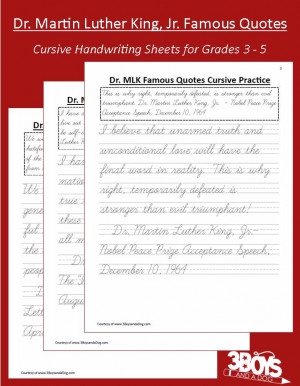 Black History: MLK Cursive Worksheets (grades 3-5)