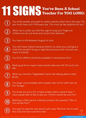 POSTER: 11 Signs You've Been A School Teacher For Too Long