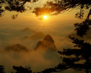 Huangshan or Yellow Mountain Sunrise and the Sea of Clouds