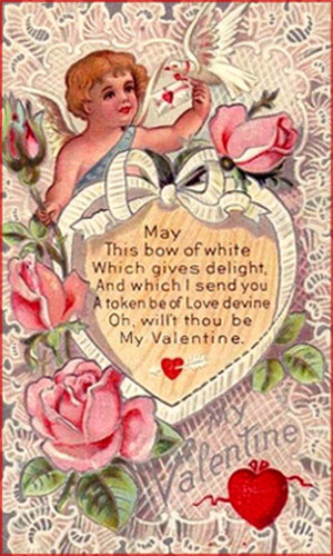 ... cupid with dove and love letter pink roses Short Sweet Valentine Poems
