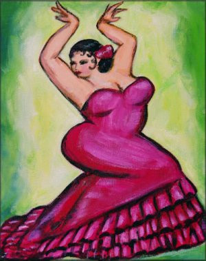 Sexy Latin Curvy BBW Flamenco Dancer Archival Art Print