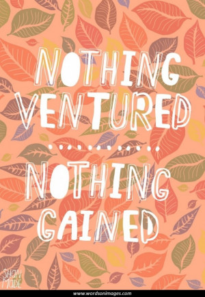 Nothing ventured nothing gained quote