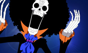 tags anime skeleton one piece blue background brook
