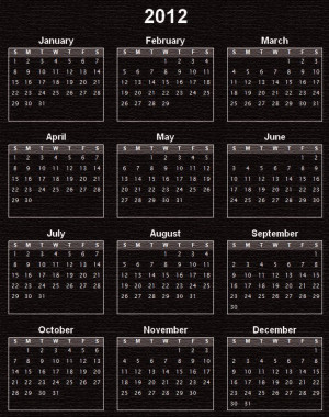 Printable 2012 Calendar Year