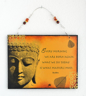 Buddha Wall Hanging Art with Buddha quote with tiger eye