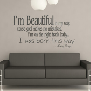BORN THIS WAY LADY GAGA decal wall art sticker quote transfer graphic ...
