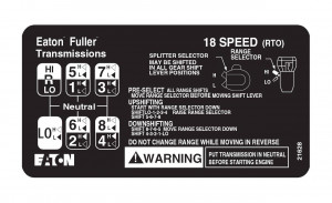 ... Eaton Fuller Roadranger 18-speed transmission shift pattern diagram