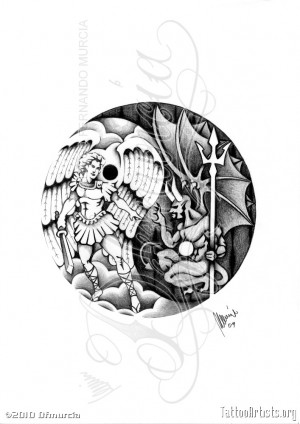Angel vs. Demon yin yangTattoo design for a friend. © DFMURCIA Diego ...