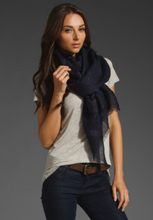 Love Quotes Eyelash Fringe Scarf in White (maritime)