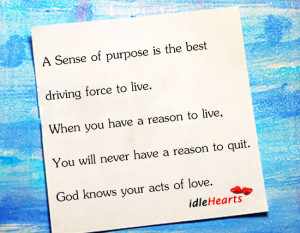 Home » Quotes » A Sense Of Purpose Is The Best driving Force To Live ...