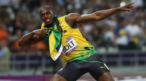 Usain Bolt celebrates his win in the men's 200m final. Picture: Phil ...