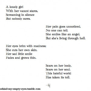 ... lonely pain alone self harm cutter cutting sadness poem madness