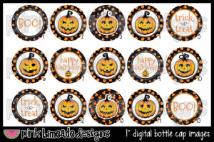Jack O'Lanterns - cute pumpkins & Halloween sayings- 1 inch Digital ...