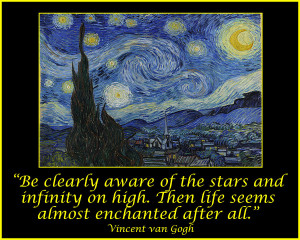 Van Gogh Motivational Quotes - Starry Night II Drawing