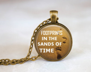 Sand Beach Quote Necklace, Footprin ts In The Sands of Time Jewelry ...
