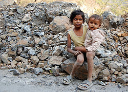 Children of road workers near Rishikesh , India .