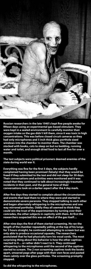In the late 1940′s Russian researchers kept 5 people awake for ...