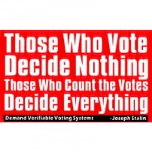 ... Quote from Joseph Stalin. Smaller text reads: Demand Verifiable Voting