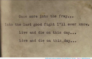 Another great source of inspiration from Liam Neeson in ‘The Grey’