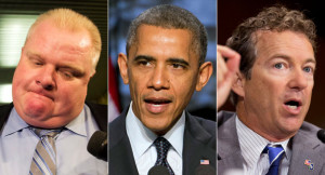 Rob Ford, Barack Obama and Rand Paul are shown. | AP Photos