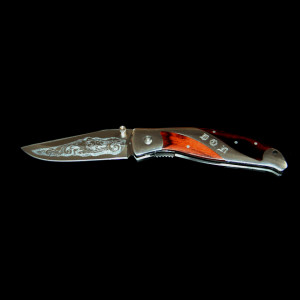 Custom Engraved Knife-Scroll,Wildlife,Name