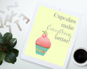 Cupcake Typography Poster, Graphic Design Art, Digital Wall Art 8x10 ...