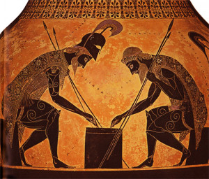 Achilles and Ajax play a simple game, in the down time between killing ...