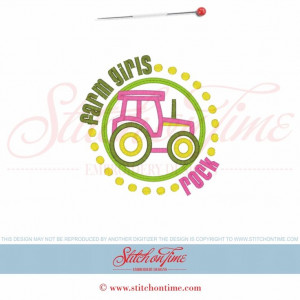 57 Tractors : Farm Girls Rock applique 5x7