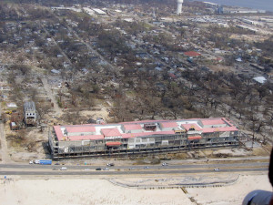 Destruction aftermath of a hurricane (Katrina) in Biloxi, MS