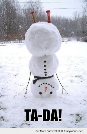 upside down handstand snowman trick ta da snow winter funny pics ...
