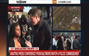 Protester Schools MSNBC Anchor About Media Coverage Of Baltimore Riots
