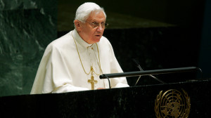 WORLD LEADER. Pope Benedict XVI addresses the United Nations General ...