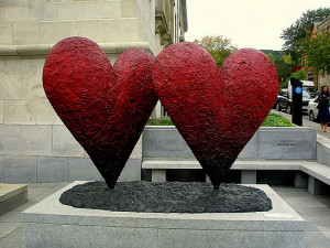 Twin 6′ Hearts by Jim Dine