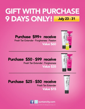 We have a gift for you at Sun Tan City... A gift with a purchase now ...