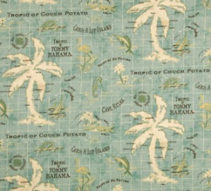 TOMMY BAHAMA Tropical Island Aqua Tablecloth 52x70 NIP