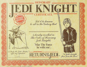 jedi knight certificate