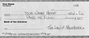 Example of an Abundance Cheque