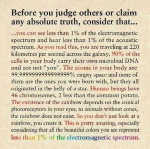 Before you judge others or claim any absolute truth consider that