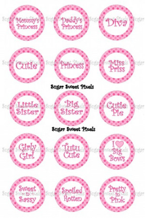 Pink Polka Dot Girly Sayings 1 inch Circle Bottlecap Images