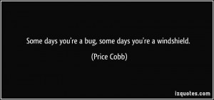 Some days you're a bug, some days you're a windshield. - Price Cobb