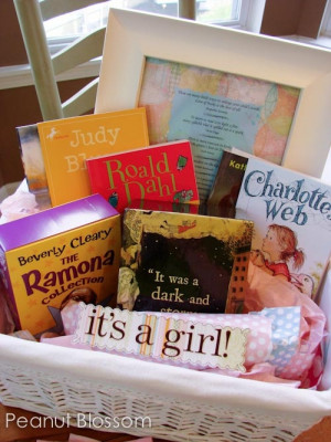 ... basket and they included a framed print of reading themed quotes